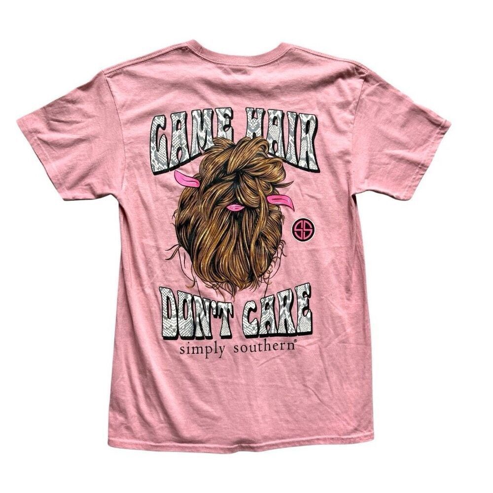 NWOT Womens Simply Southern Bison Game Hair Don’t Care Graphic Tee Shirt - Sz M